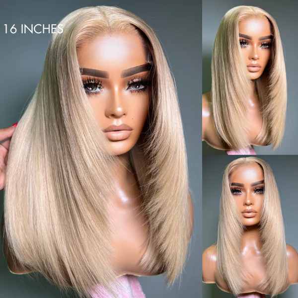 Blonde 613 Layered Cut Glueless 5x5 Closure HD Lace Wig 100% Virgin Human Hair - Image 6