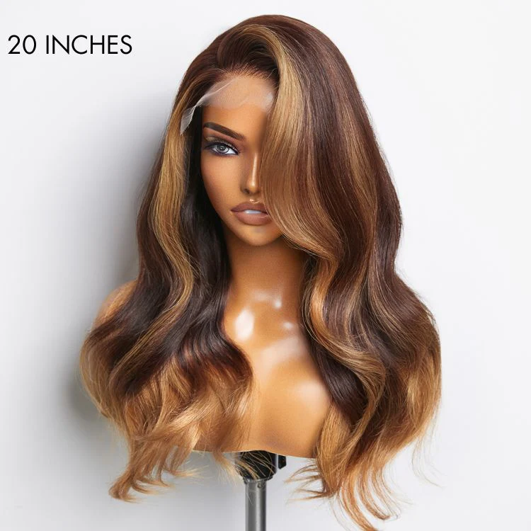 Blonde Ombre Highlights Loose Wave Glueless 5x5 Closure HD Lace Wig | Large & Small Cap Size - Image 2