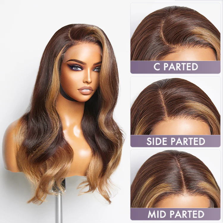 Blonde Ombre Highlights Loose Wave Glueless 5x5 Closure HD Lace Wig | Large & Small Cap Size - Image 3