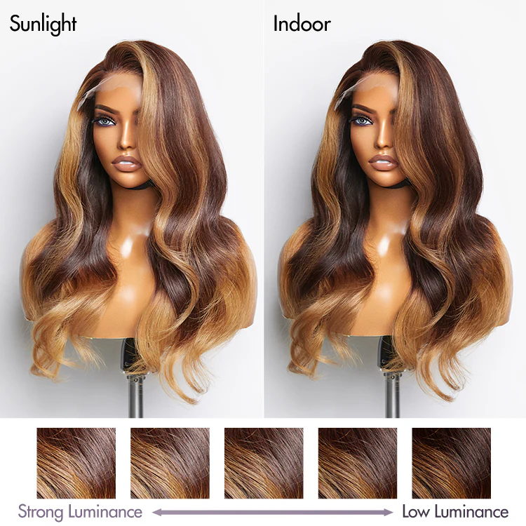 Blonde Ombre Highlights Loose Wave Glueless 5x5 Closure HD Lace Wig | Large & Small Cap Size - Image 4