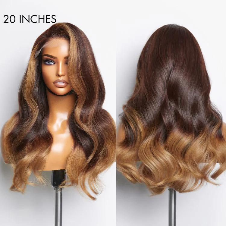 Blonde Ombre Highlights Loose Wave Glueless 5x5 Closure HD Lace Wig | Large & Small Cap Size - Image 5