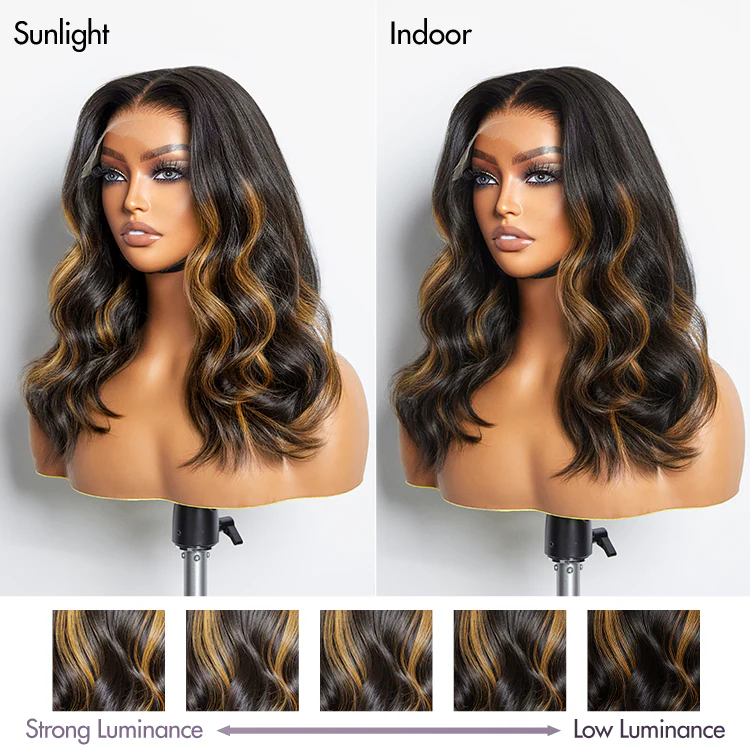 Blonde Piece Highlights Loose Wave Glueless 5x5 Closure HD Lace Wig | Large & Small Cap Size - Image 4