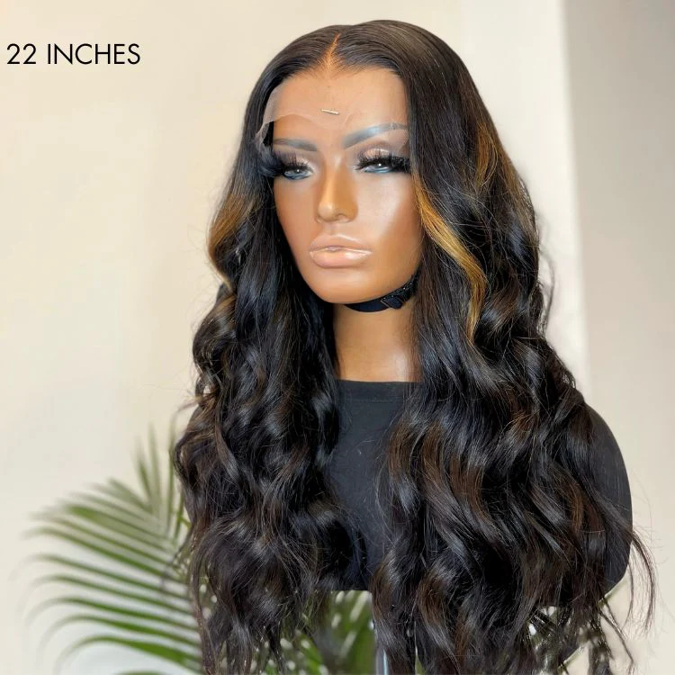 Blonde Piece Highlights Loose Wave Glueless 5x5 Closure HD Lace Wig | Large & Small Cap Size - Image 7