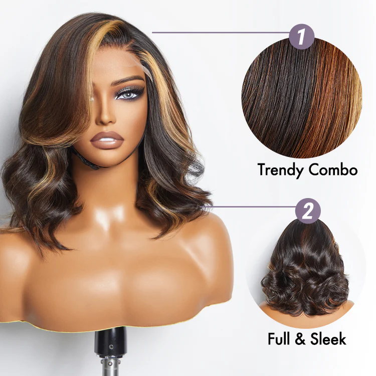 Brown Blonde Combo Highlight Loose Wave Glueless 5x5 Closure HD Lace Wig - Image 4