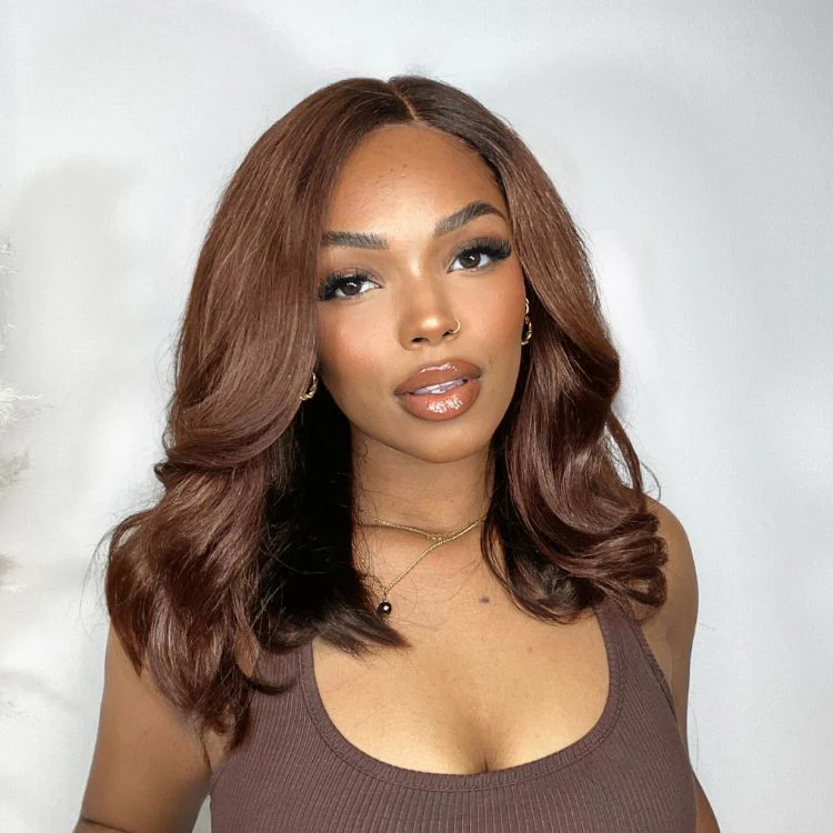 Brown with Black Peekaboo Loose Body Wave Glueless 5x5 Closure Lace Wig - Image 2
