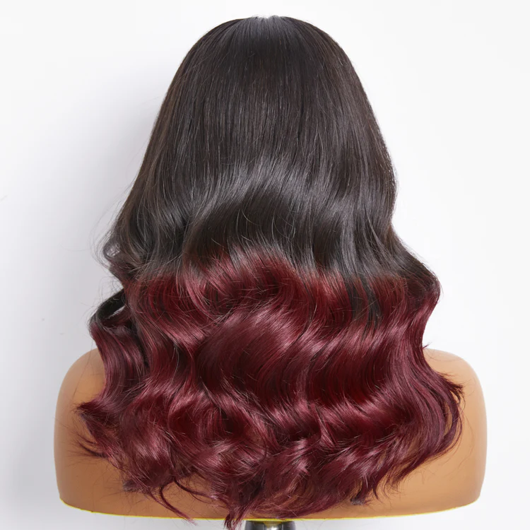 Dark Red Highlight Loose Wave Glueless 5x5 Closure HD Lace Wig | Large & Small Cap Size - Image 4