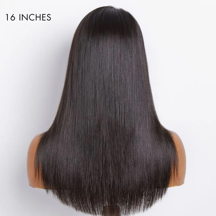 Layered Bangs Silky Straight Glueless 5x5 Closure HD Lace Wig - Image 5