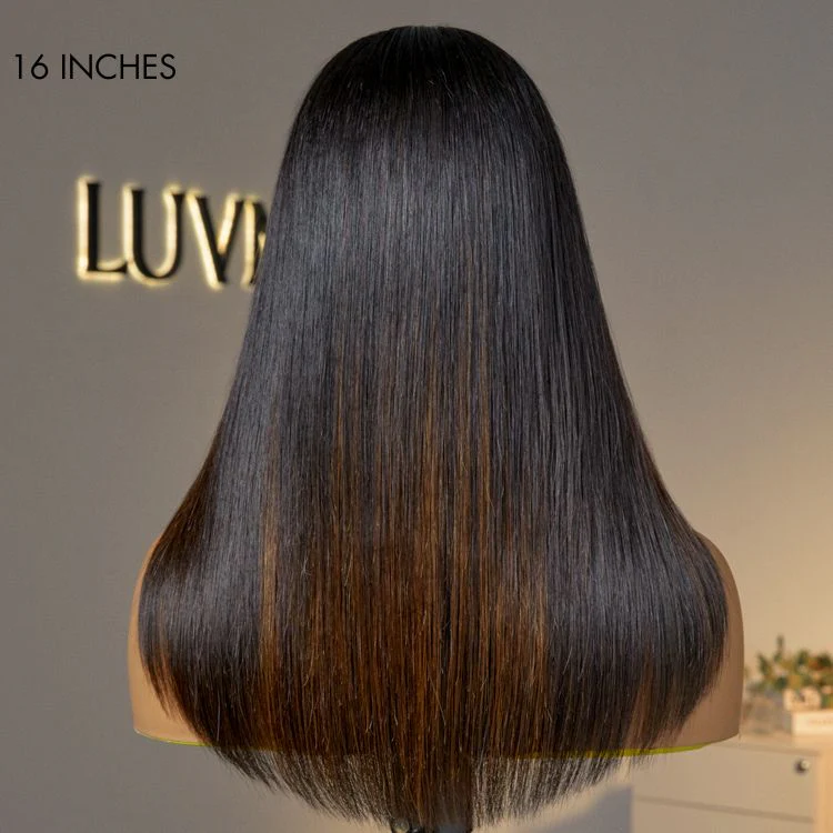 Luxurious Combo Color Highlights Silky Layered Cut Glueless 5x5 Closure HD Lace Wig - Image 5