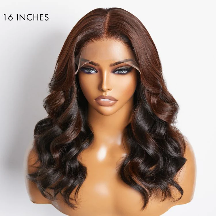 Peekaboo Bronze Brown Loose Body Wave Glueless 5x5 Closure HD Lace Wig | Large & Small Cap Size - Image 2