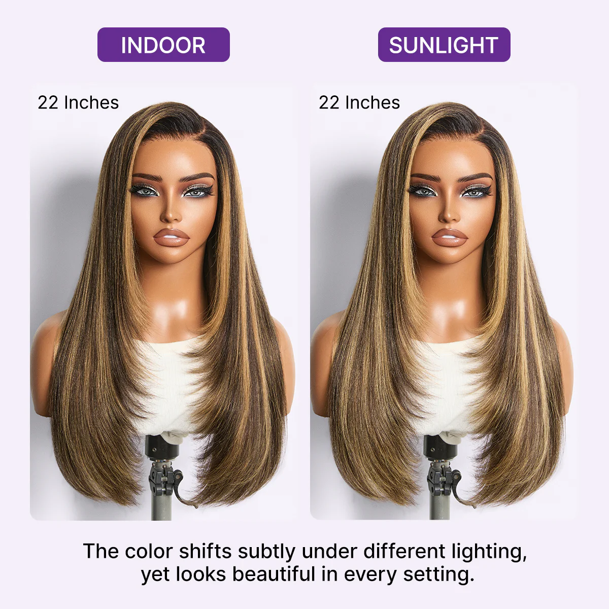Luvme All-Day Comfort Wig 180% Density Blonde Highlight Butterfly Cut Layered Light Yaki Straight Glueless 7x6 Closure HD Lace Wig Pre-Cut Lace - Image 13