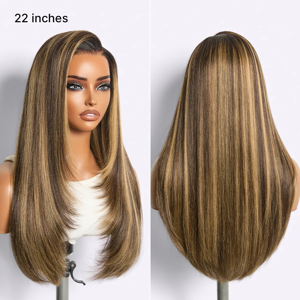 Luvme All-Day Comfort Wig 180% Density Blonde Highlight Butterfly Cut Layered Light Yaki Straight Glueless 7x6 Closure HD Lace Wig Pre-Cut Lace - Image 14
