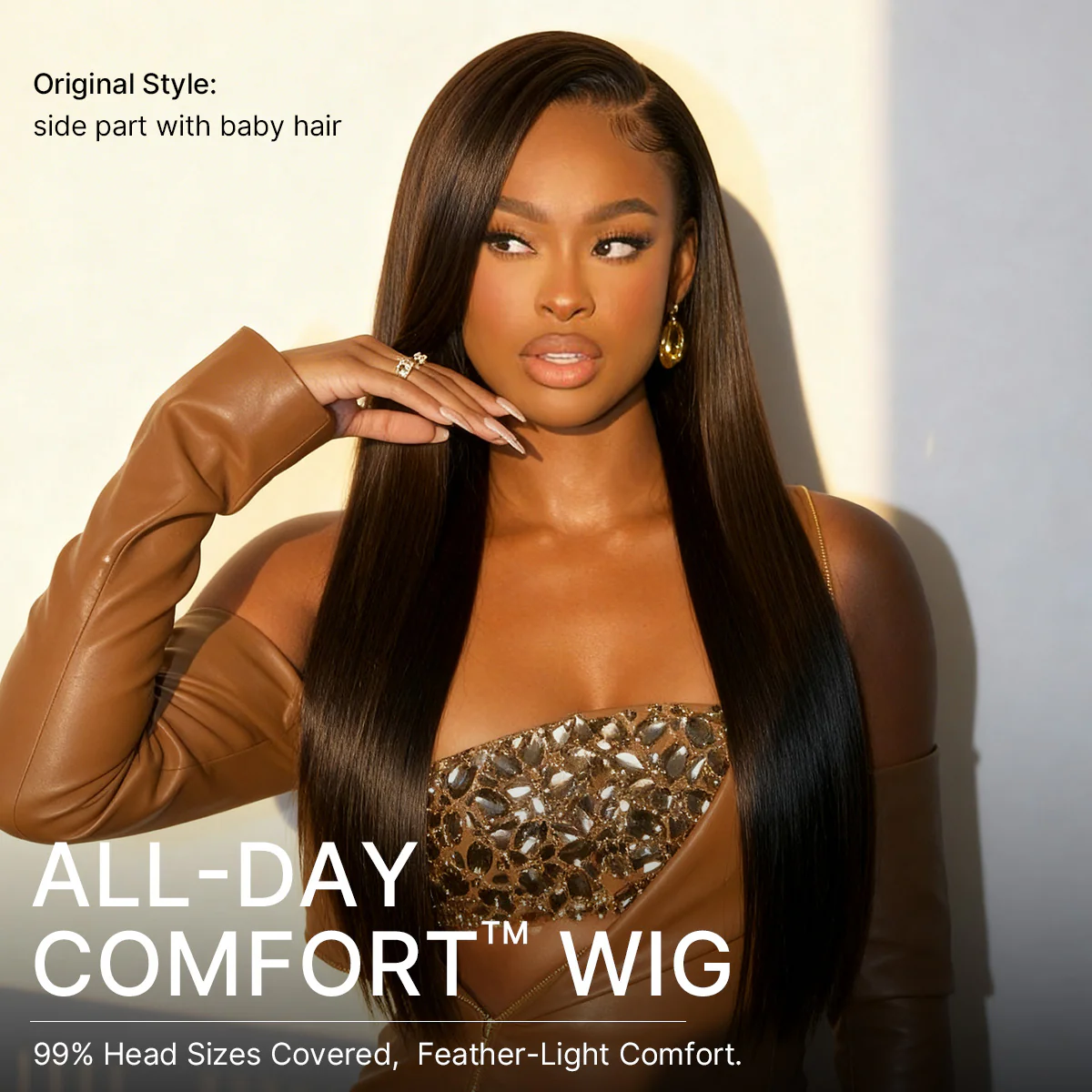US Only | Luvme All-Day Comfort™ Wig 180% / 250% Density Bone Straight with Baby Hair PartingMax Glueless 7x6 Closure HD Lace Wig Pre-Cut Lace - Image 3