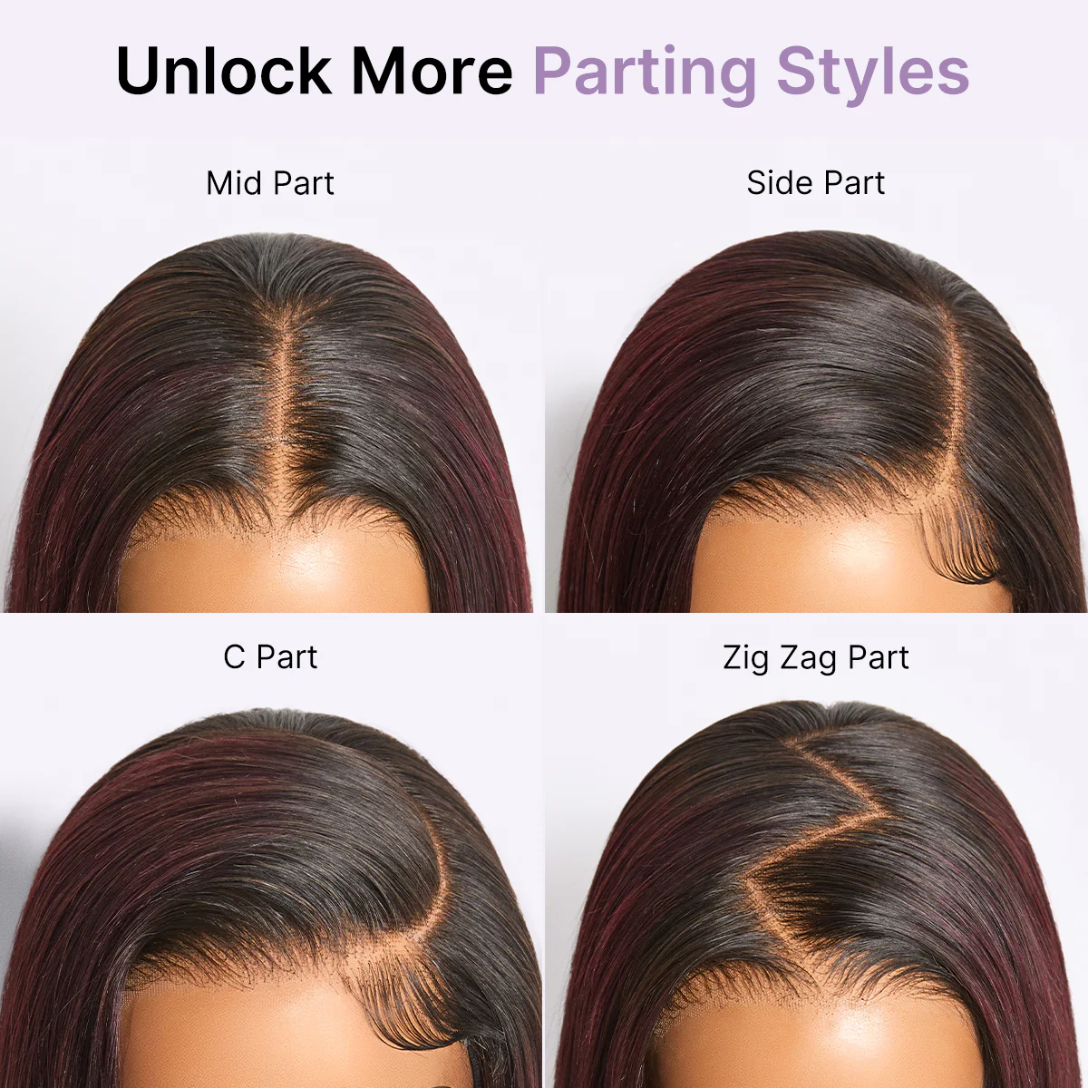 Luvme All-Day Comfort Wig 180% Density Rich Dark Plum Bone Straight with Baby Hair PartingMax Glueless 7x6 Closure HD Lace Wig Pre-Cut Lace - Image 11