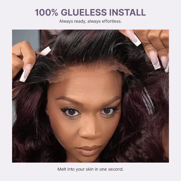 Luvme All-Day Comfort Wig 180% Density Rich Dark Plum Loose Body Wave PartingMax Glueless 7x6 Closure HD Lace Wig Pre-Cut Lace - Image 3