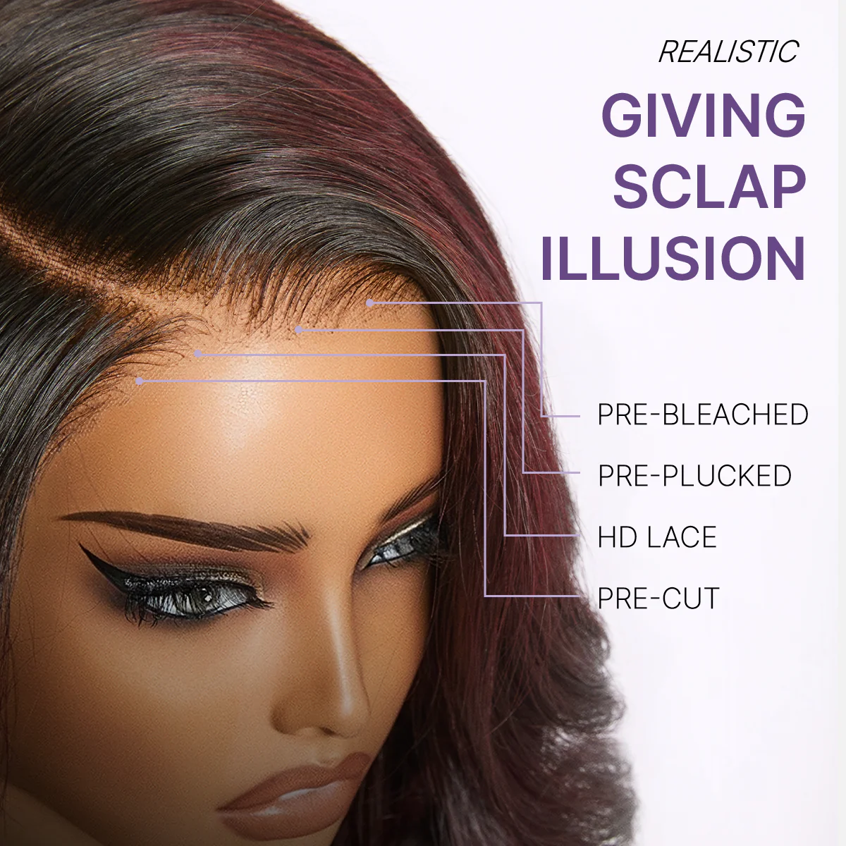 Luvme All-Day Comfort Wig 180% Density Rich Dark Plum Loose Body Wave PartingMax Glueless 7x6 Closure HD Lace Wig Pre-Cut Lace - Image 5