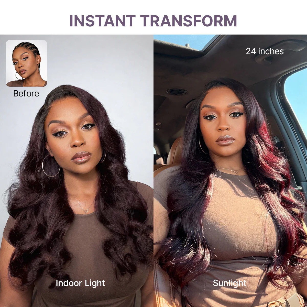 Luvme All-Day Comfort Wig 180% Density Rich Dark Plum Loose Body Wave PartingMax Glueless 7x6 Closure HD Lace Wig Pre-Cut Lace - Image 7