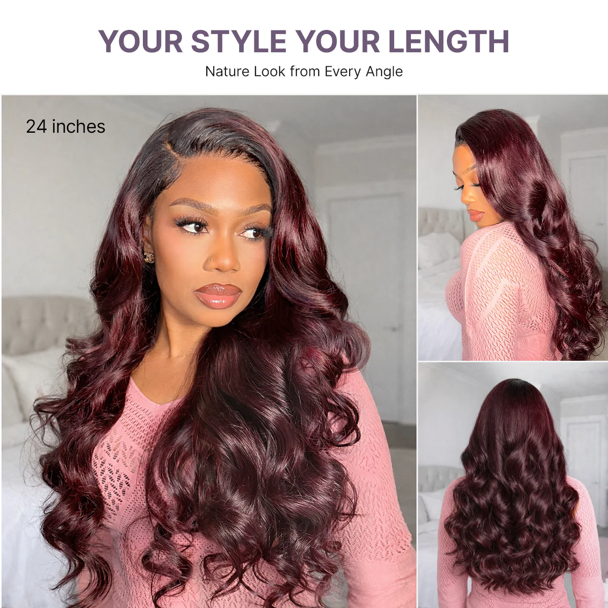 Luvme All-Day Comfort Wig 180% Density Rich Dark Plum Loose Body Wave PartingMax Glueless 7x6 Closure HD Lace Wig Pre-Cut Lace - Image 8
