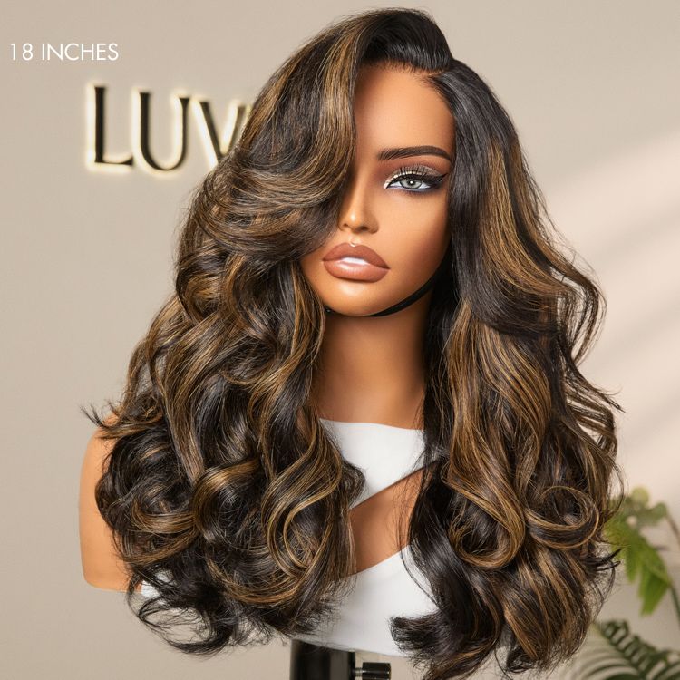 Luvme All-Day Comfort™ Wig 200% Density Brown Highlight Loose Body Wave Glueless Minimalist HD Lace Wig Pre-Cut Lace - Image 5