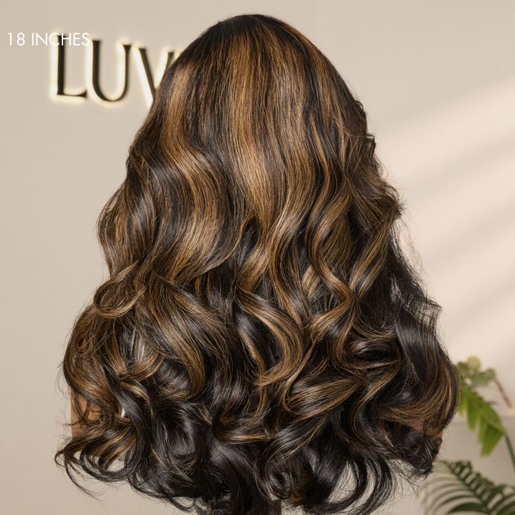 Luvme All-Day Comfort™ Wig 200% Density Brown Highlight Loose Body Wave Glueless Minimalist HD Lace Wig Pre-Cut Lace - Image 6