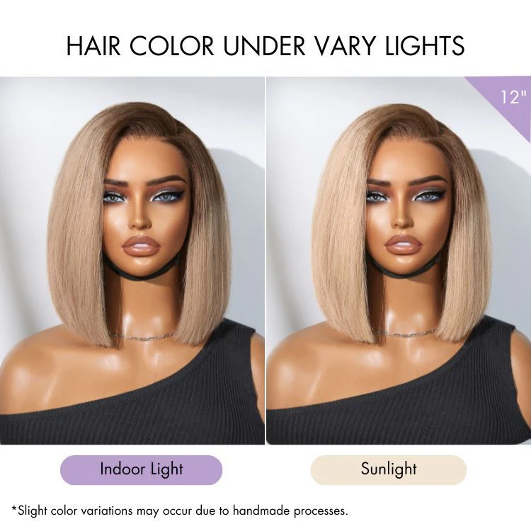 Luvme All-Day Comfort™ Wig Ash Blonde Blunt Cut Bob Glueless Minimalist HD Lace Short Bob Wig Pre-Cut Lace - Image 6