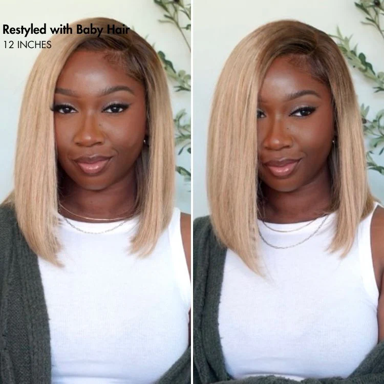 Luvme All-Day Comfort™ Wig Ash Blonde Blunt Cut Bob Glueless Minimalist HD Lace Short Bob Wig Pre-Cut Lace - Image 8
