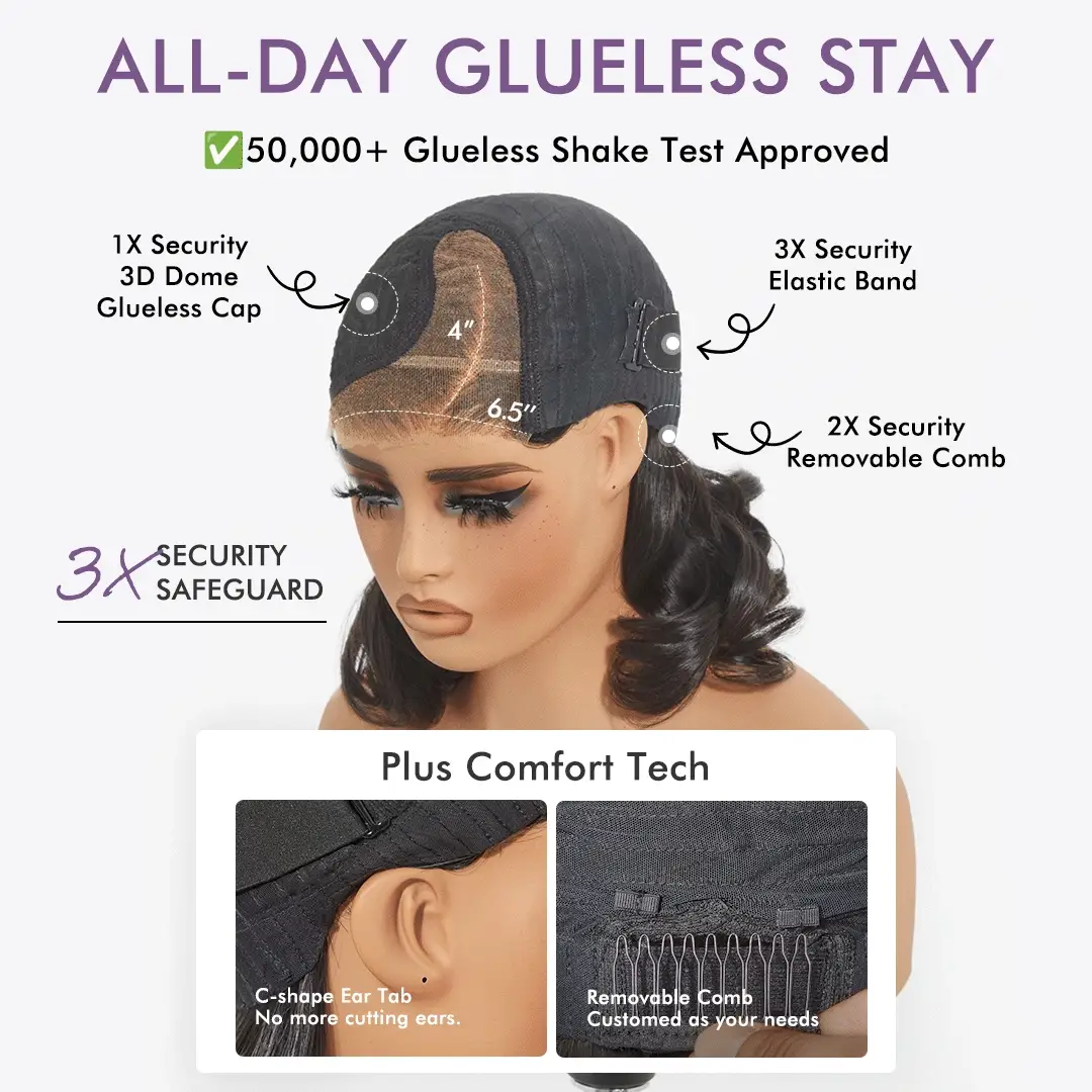 Luvme All-Day Comfort™ Wig Highlight Blunt Cut Bob Glueless Minimalist HD Lace Wig Pre-Cut Lace - Image 9