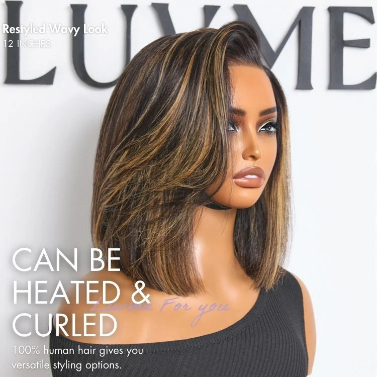 Luvme All-Day Comfort™ Wig Brown Highlight Blunt Cut Bob Glueless Minimalist HD Lace Wig Pre-Cut Lace - Image 7