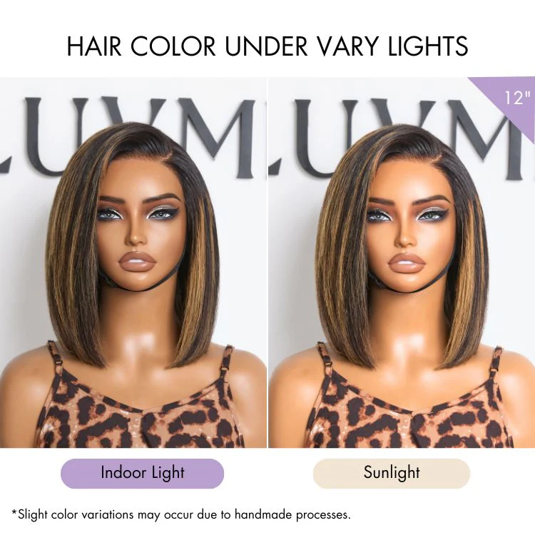 Luvme All-Day Comfort™ Wig Brown Highlight Blunt Cut Bob Glueless Minimalist HD Lace Wig Pre-Cut Lace - Image 8