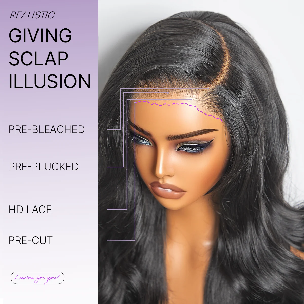 Luvme All-Day Comfort™ Wig PartingMax Glueless 7x6 Closure HD Lace Loose Body Wave Long Wig Pre-Cut Lace - Image 13