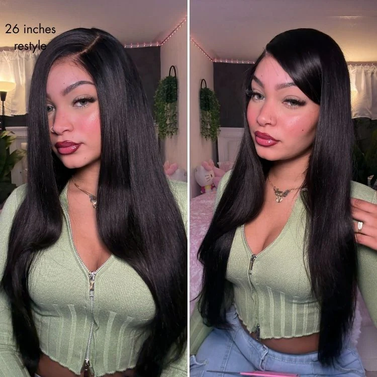 Luvme All-Day Comfort™ Wig 180% Density Butterfly Cut Layered Light Yaki Straight Glueless 7x6 Closure HD Lace Human Hair Wig Pre-Cut Lace - Image 2
