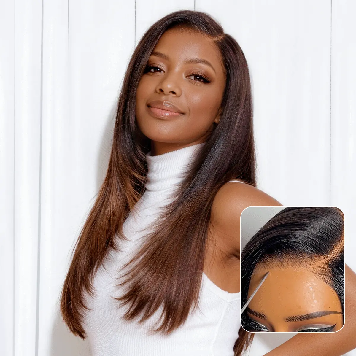 Luvme All-Day Comfort™ Wig 180% Density Butterfly Cut Layered Light Yaki Straight Glueless 7x6 Closure HD Lace Human Hair Wig Pre-Cut Lace - Image 5