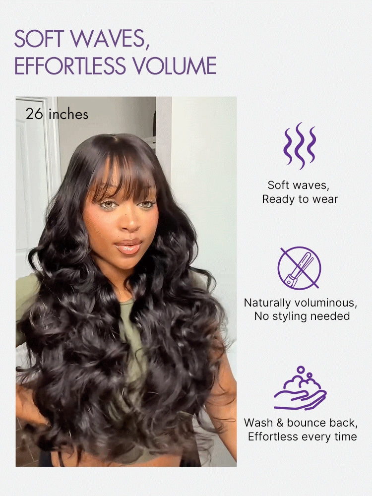 Luvme All-Day Comfort™ Wig 180% Density Loose Body Wave Glueless 7x6 Closure HD Lace Human Hair Wig with Bangs Pre-Cut Lace - Image 4