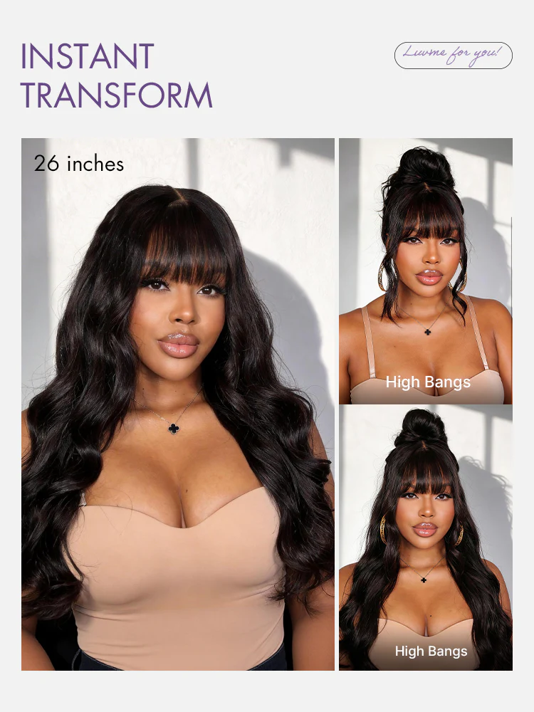 Luvme All-Day Comfort™ Wig 180% Density Loose Body Wave Glueless 7x6 Closure HD Lace Human Hair Wig with Bangs Pre-Cut Lace - Image 5