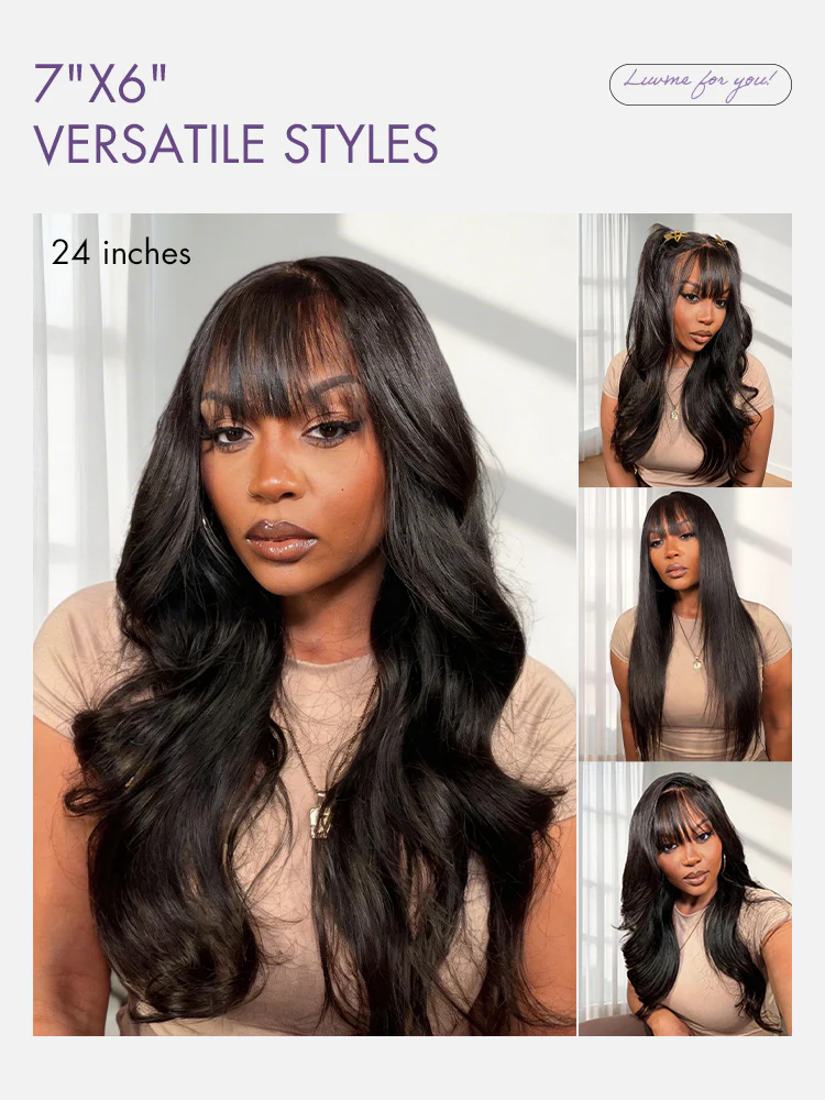Luvme All-Day Comfort™ Wig 180% Density Loose Body Wave Glueless 7x6 Closure HD Lace Human Hair Wig with Bangs Pre-Cut Lace - Image 6