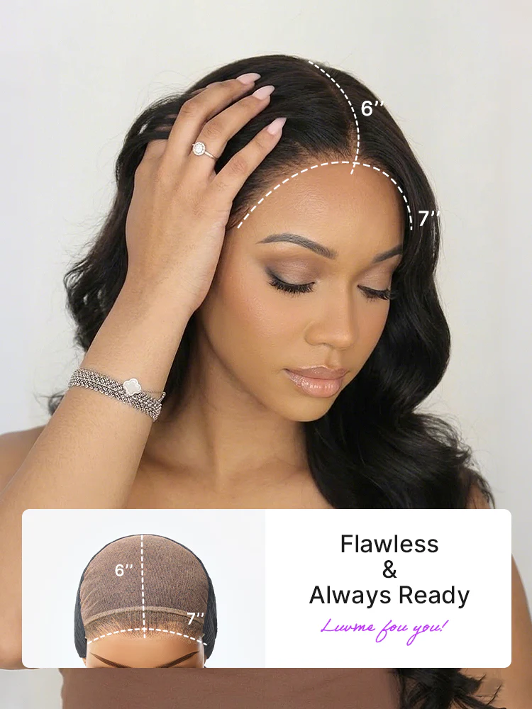Luvme All-Day Comfort™ Wig 180% Density Loose Body Wave Glueless 7x6 Closure HD Lace Human Hair Wig with Bangs Pre-Cut Lace - Image 8