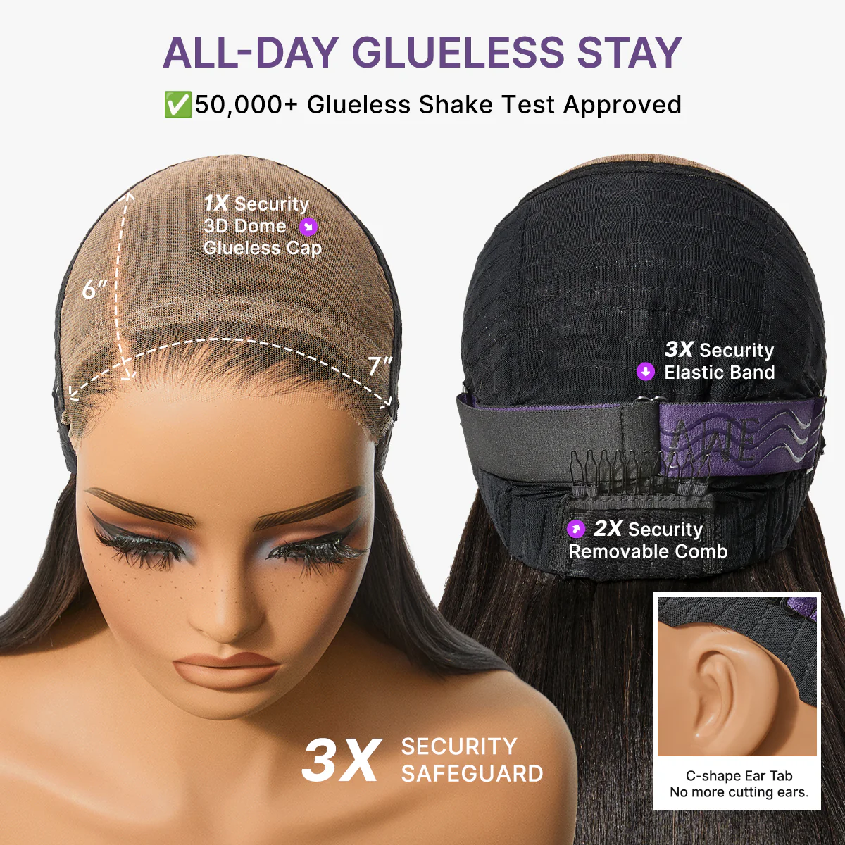 Luvme All-Day Comfort™ Wig 180% Density Ombre Brown Butterfly Cut Layered Light Yaki Straight Glueless 7x6 Closure HD Lace Human Hair Wig Pre-Cut Lace - Image 10