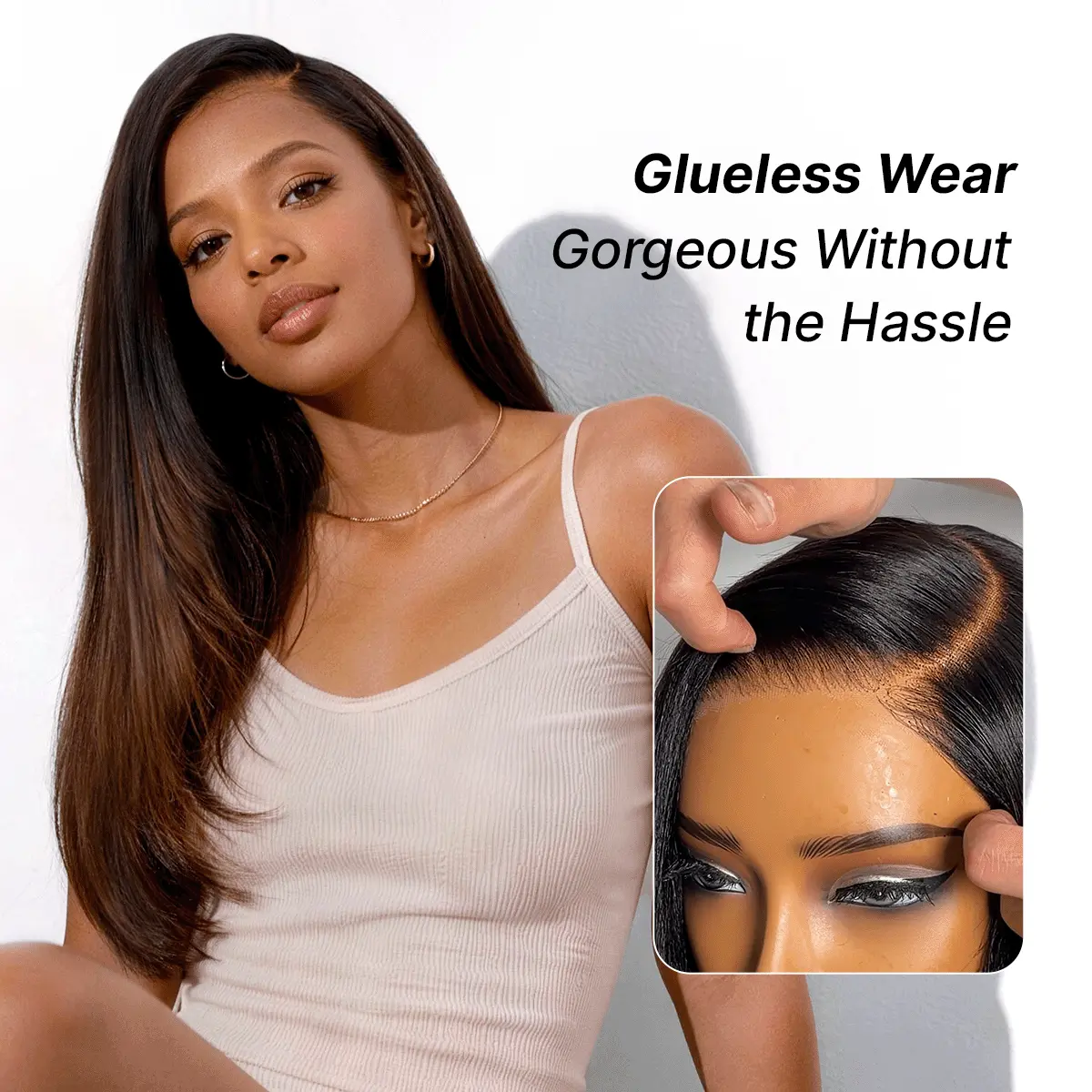 Luvme All-Day Comfort™ Wig 180% Density Ombre Brown Butterfly Cut Layered Light Yaki Straight Glueless 7x6 Closure HD Lace Human Hair Wig Pre-Cut Lace - Image 6