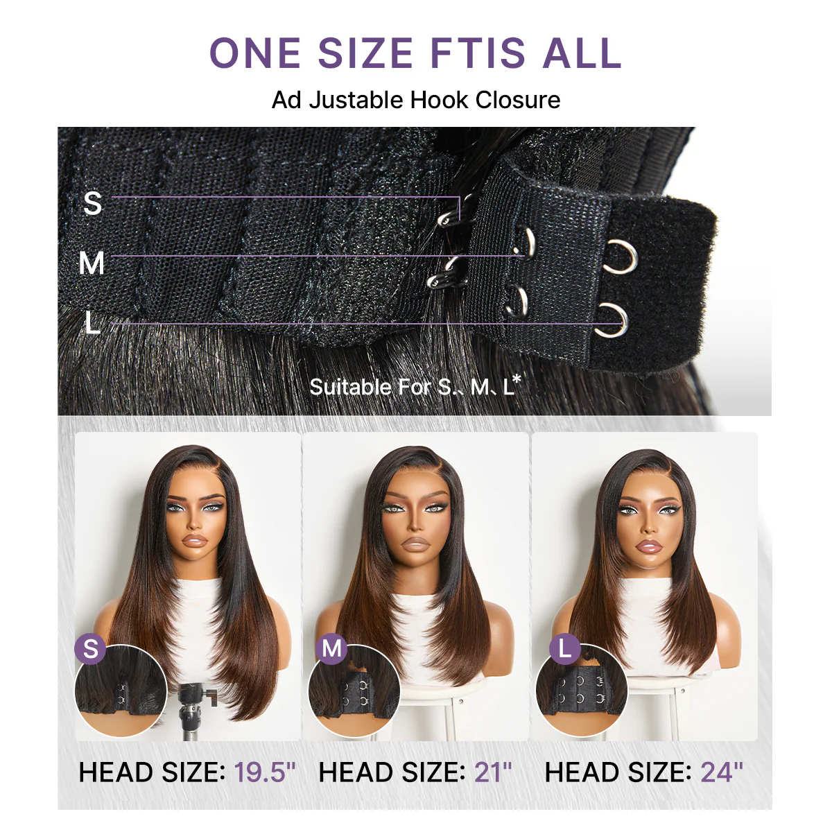 Luvme All-Day Comfort™ Wig 180% Density Ombre Brown Butterfly Cut Layered Light Yaki Straight Glueless 7x6 Closure HD Lace Human Hair Wig Pre-Cut Lace - Image 7