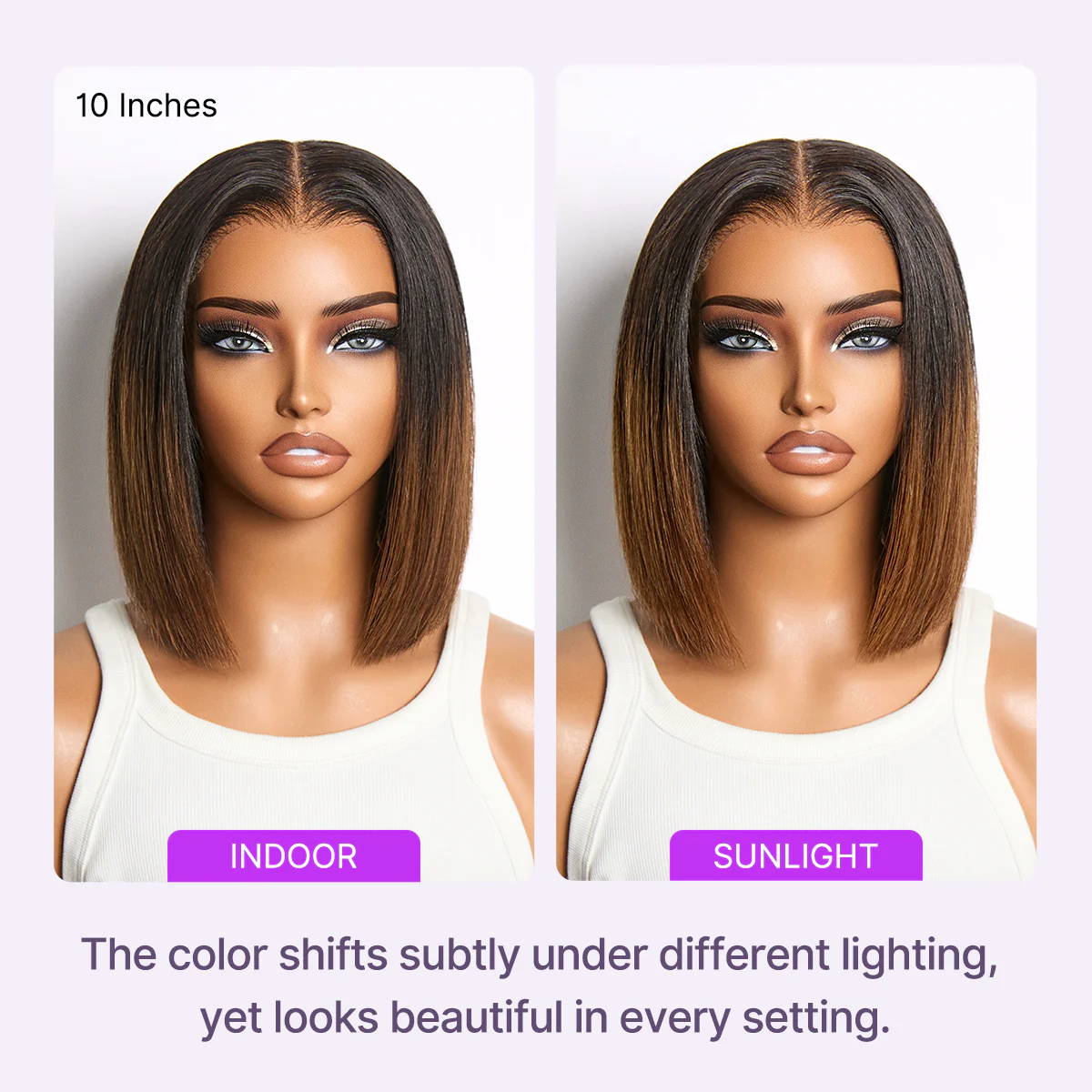Luvme All-Day Comfort™ Wig Ombre Brown Silky Blunt Cut Bob Glueless 7x6 Closure HD Lace Wig Pre-Cut Lace - Image 10