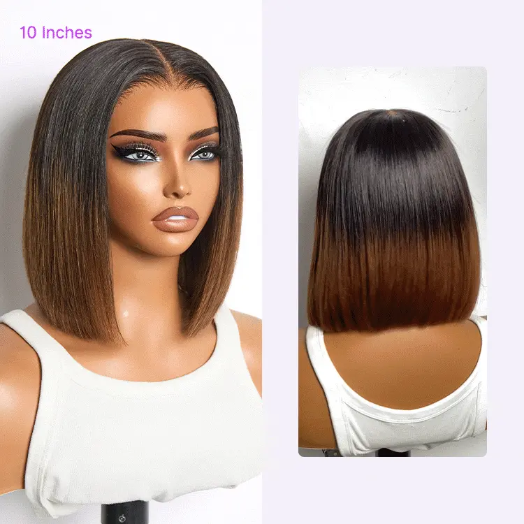 Luvme All-Day Comfort™ Wig Ombre Brown Silky Blunt Cut Bob Glueless 7x6 Closure HD Lace Wig Pre-Cut Lace - Image 3