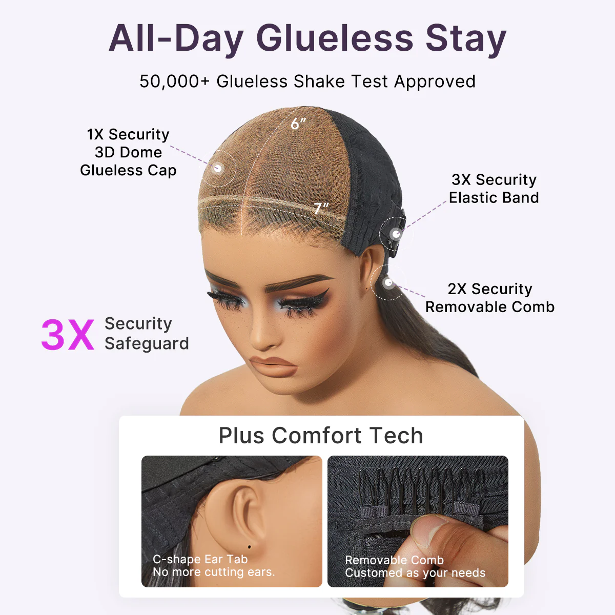 Luvme All-Day Comfort™ Wig Ombre Brown Silky Blunt Cut Bob Glueless 7x6 Closure HD Lace Wig Pre-Cut Lace - Image 6