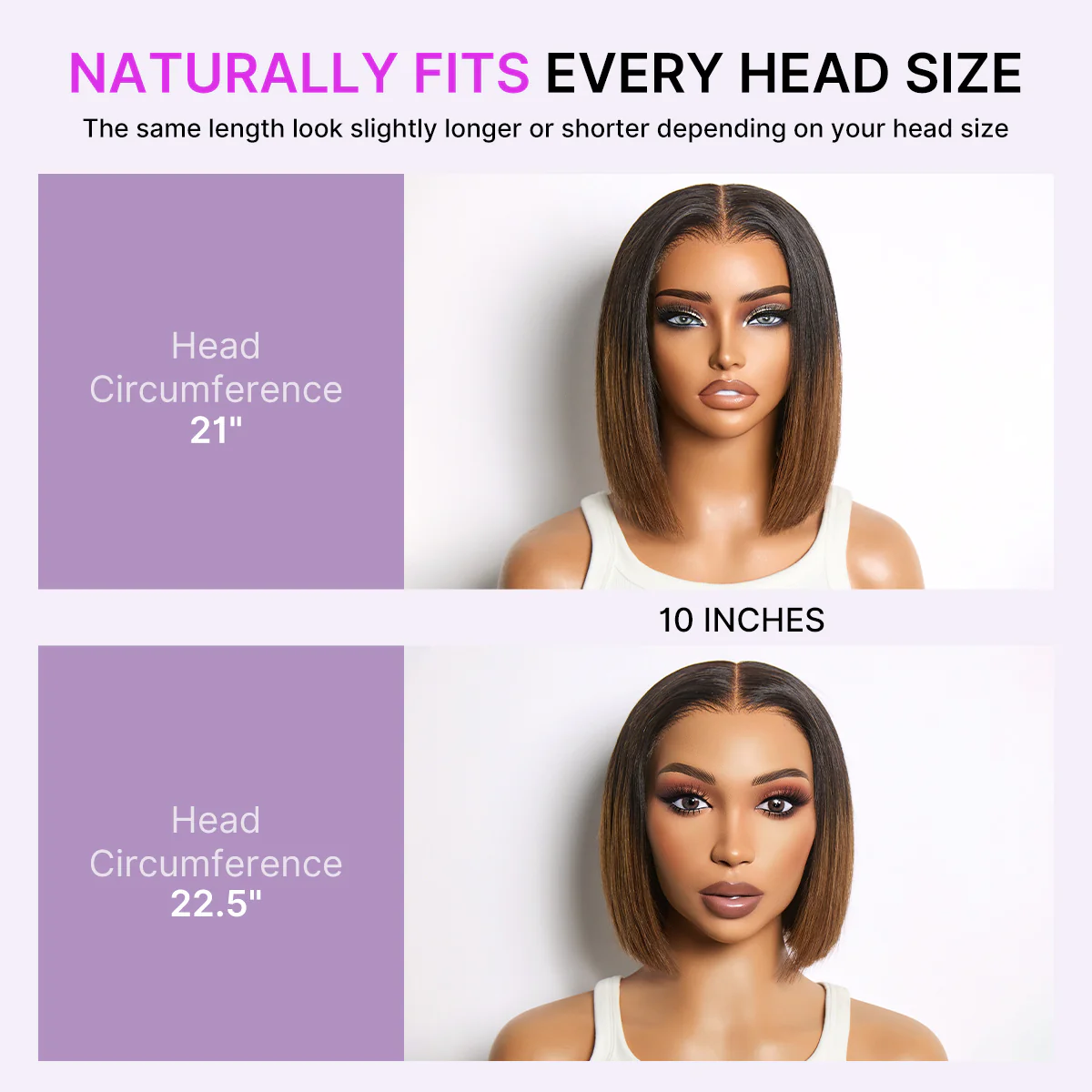 Luvme All-Day Comfort™ Wig Ombre Brown Silky Blunt Cut Bob Glueless 7x6 Closure HD Lace Wig Pre-Cut Lace - Image 9