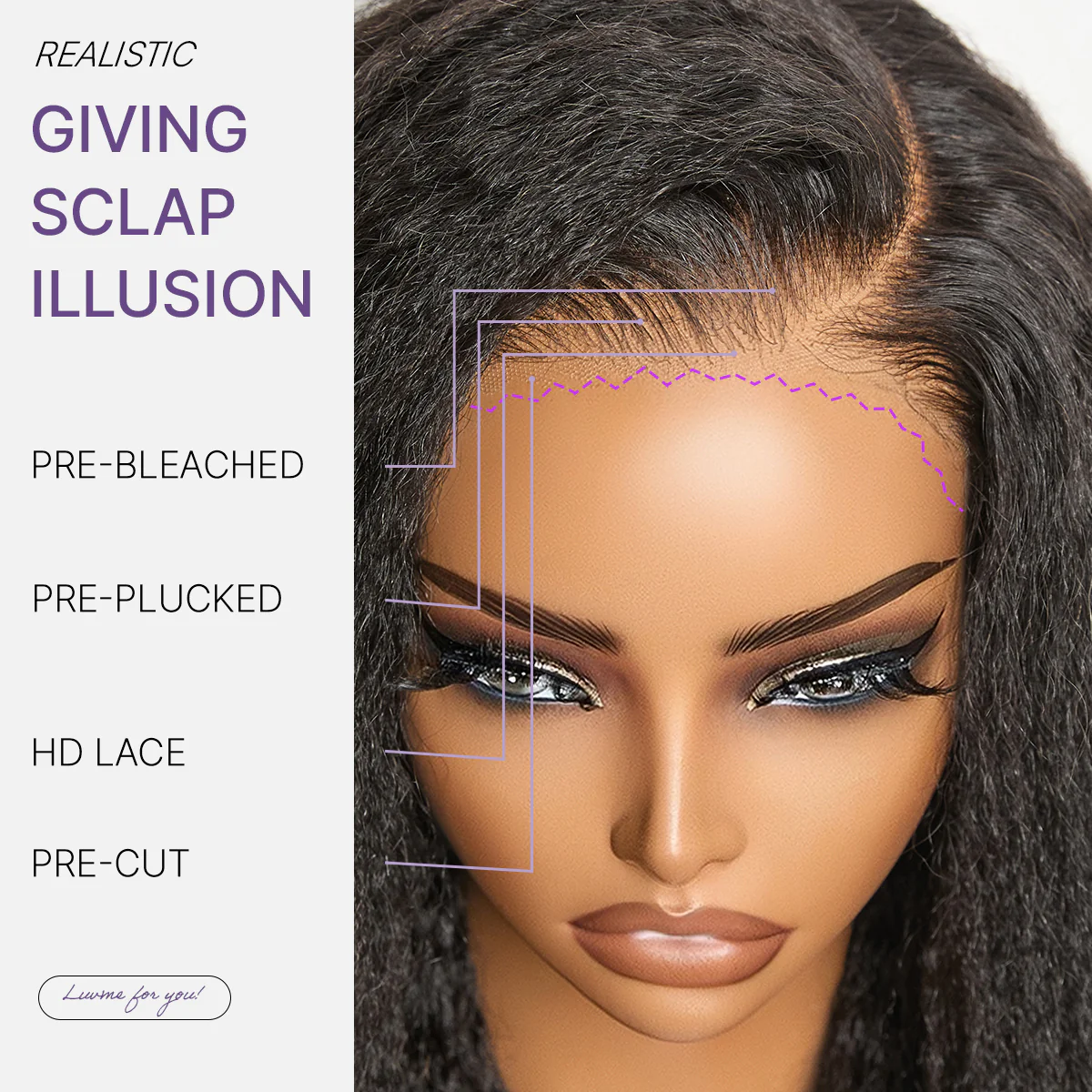 Luvme All-Day Comfort Wig PartingMax Natural Black Kinky Straight to Curly 7x6 Closure HD Lace Glueless Wig Pre Cut Lace - Image 8