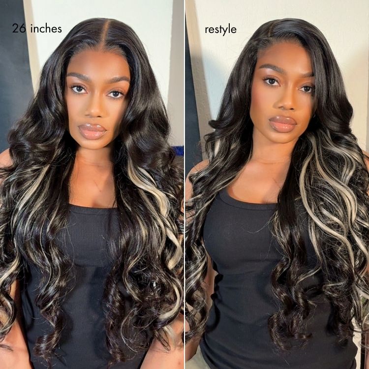 Luvme All-Day Comfort™ Wig 180% Density Platinum Blonde Highlight Loose Body Wave Glueless 7x6 Closure HD Lace Wig Pre-Cut Lace - Image 3