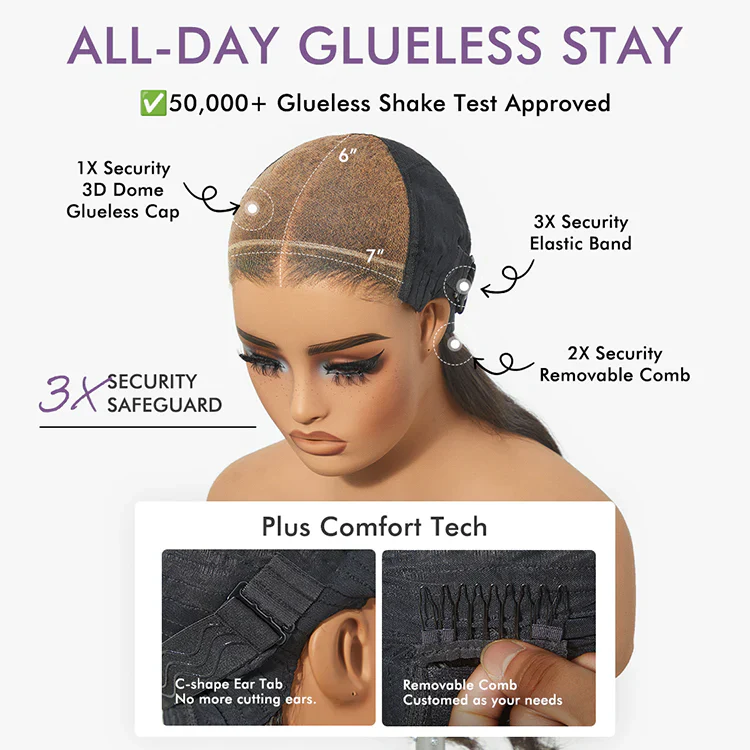 Luvme All-Day Comfort™ Wig 180% Density Voluminous & Bouncy Messy Burmese Curly Glueless 7x6 Closure HD Lace Human Hair Wig Pre-Cut Lace - Image 7
