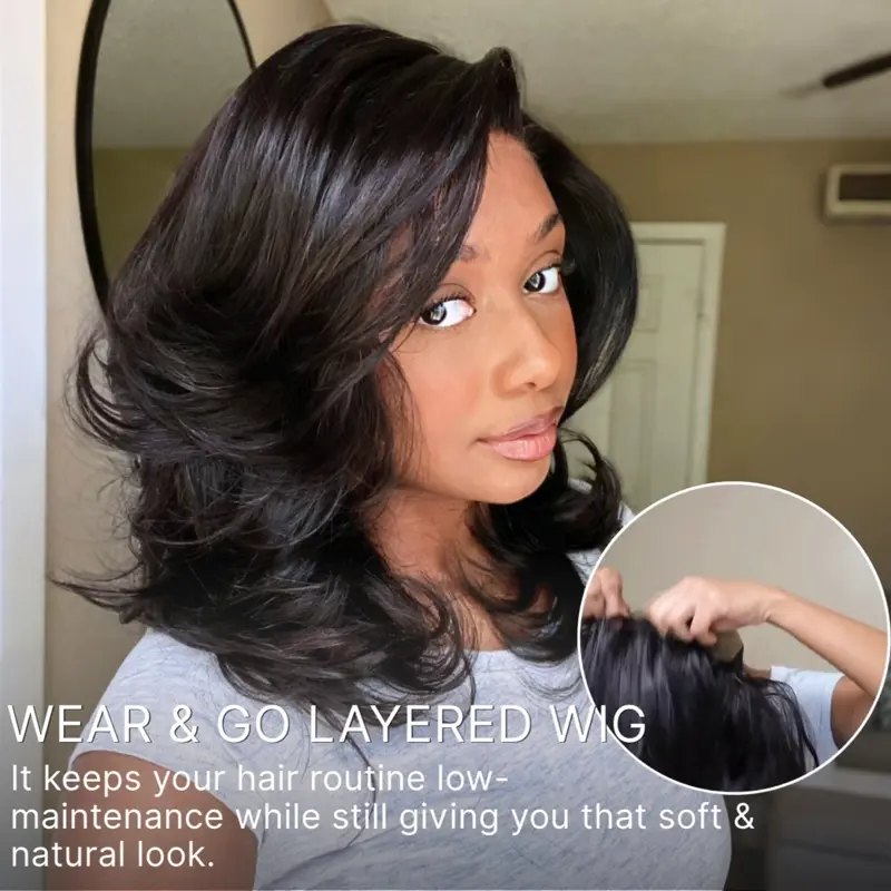 Luvme Hair-Effortlessly Chic Butterfly Cut Layered Wavy Glueless HD Minimalist Lace Short Wig - Image 3