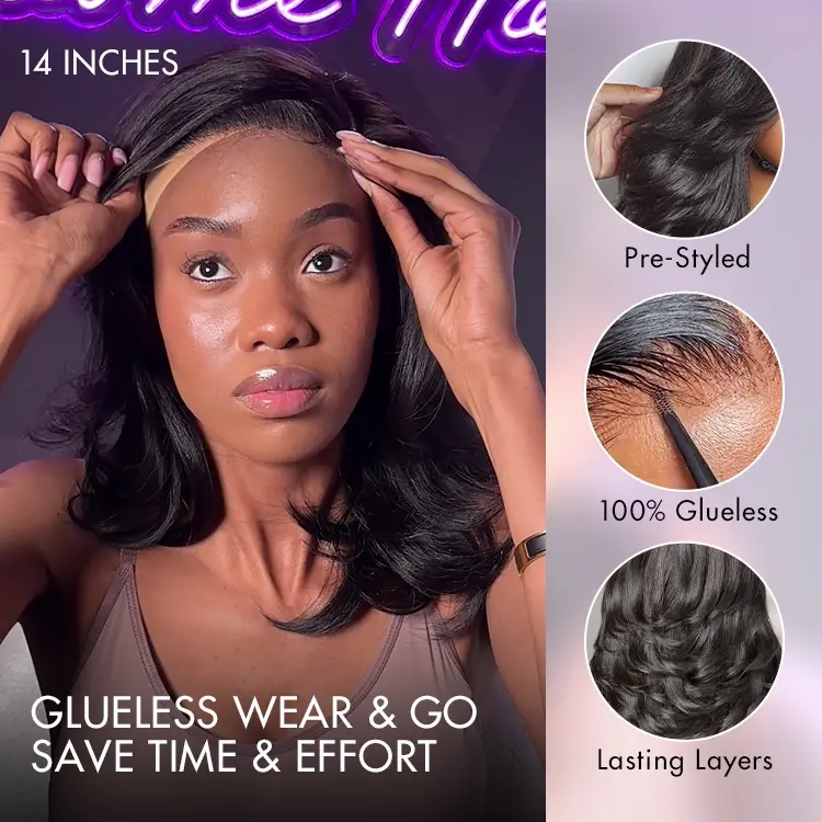 Luvme Hair-Effortlessly Chic Butterfly Cut Layered Wavy Glueless HD Minimalist Lace Short Wig - Image 8