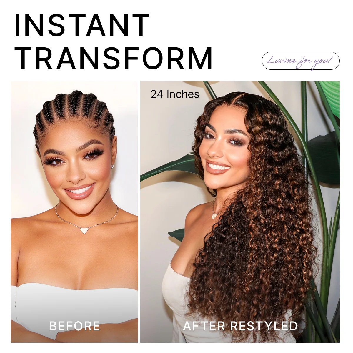 Luvme All-Day Comfort™ Wig PartingMax Brown Highlights Funmi Curly 7x6 Closure HD Lace Glueless Wig Pre Cut Lace - Image 5