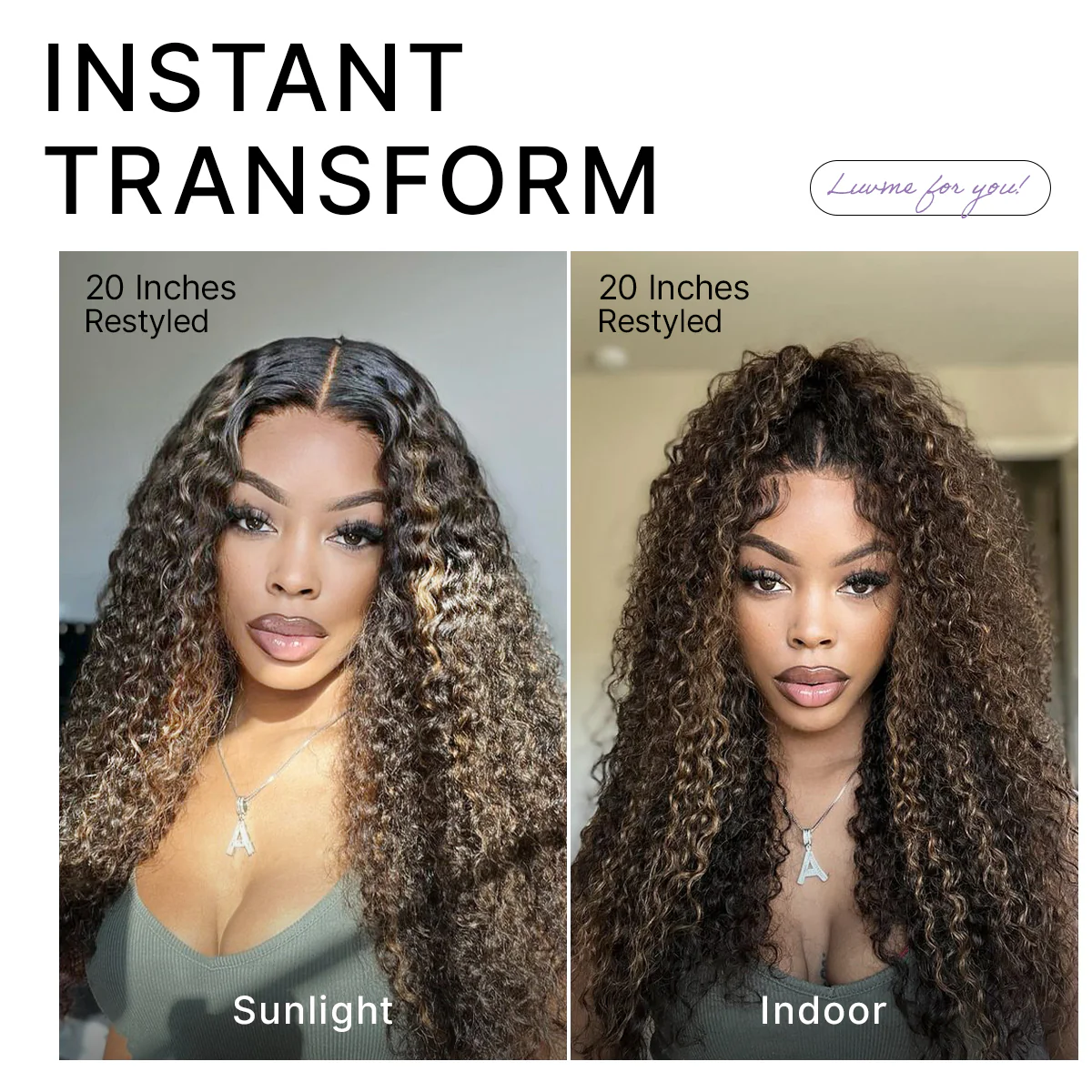 Luvme All-Day Comfort™ Wig PartingMax Brown Highlights Funmi Curly 7x6 Closure HD Lace Glueless Wig Pre Cut Lace - Image 7