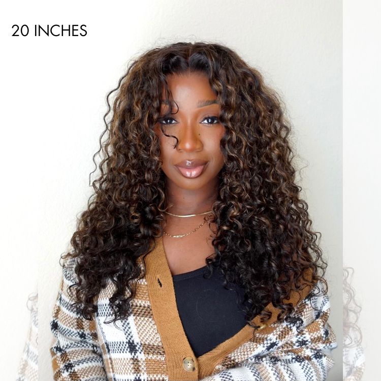 Real Max™ - Chestnut Brown Highlights Funmi 7x6 Closure HD Lace Long Curly Wig Breathable Cap - Image 5